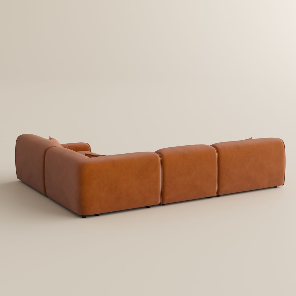 Orange Velvet Fabric Modular Sofas