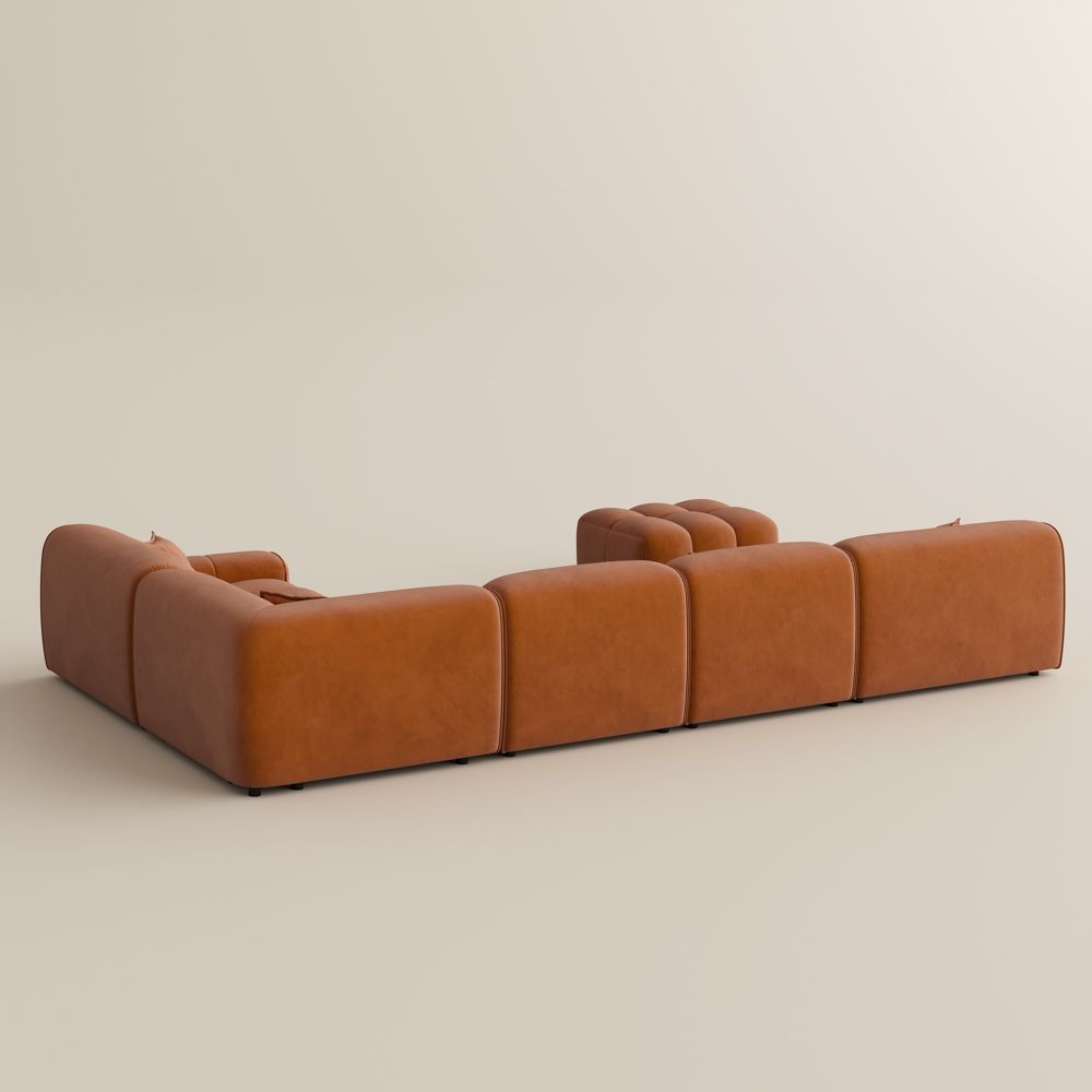 Orange Velvet Fabric Modular Sofas