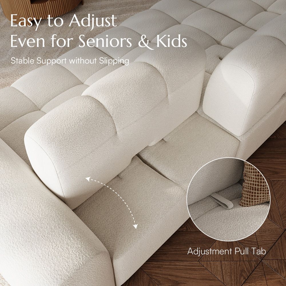 Office Cream Chenille Modular Sofas