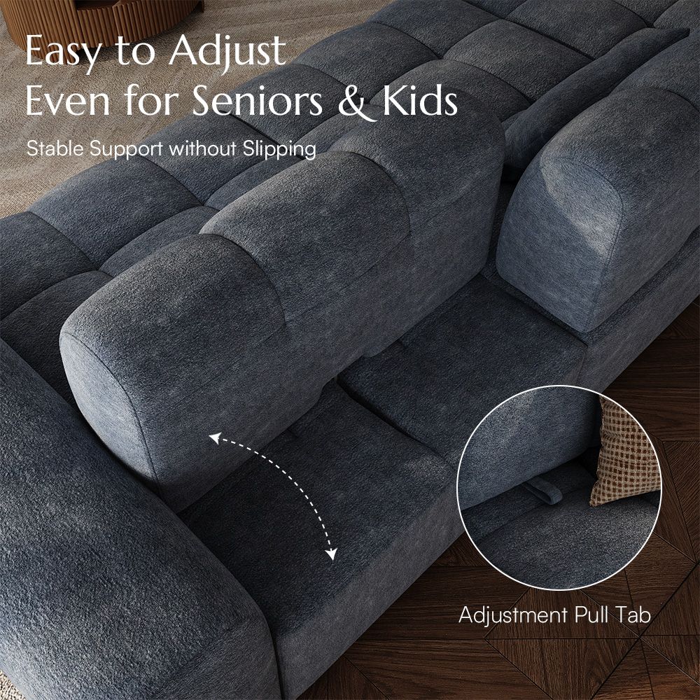 Soft Blue Chenille Modular Sofas