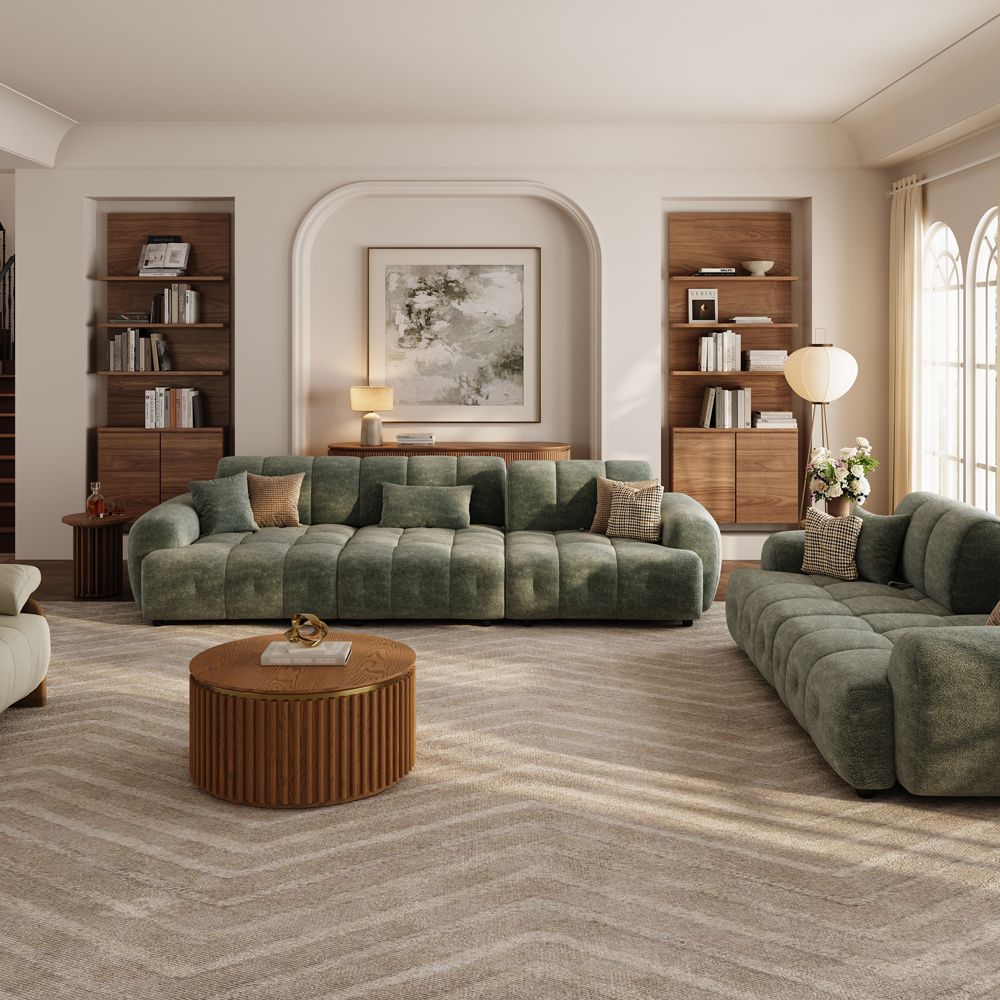 Green Chenille Modular Sofas
