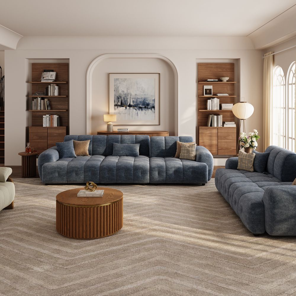 Blue Chenille Modular Sofas