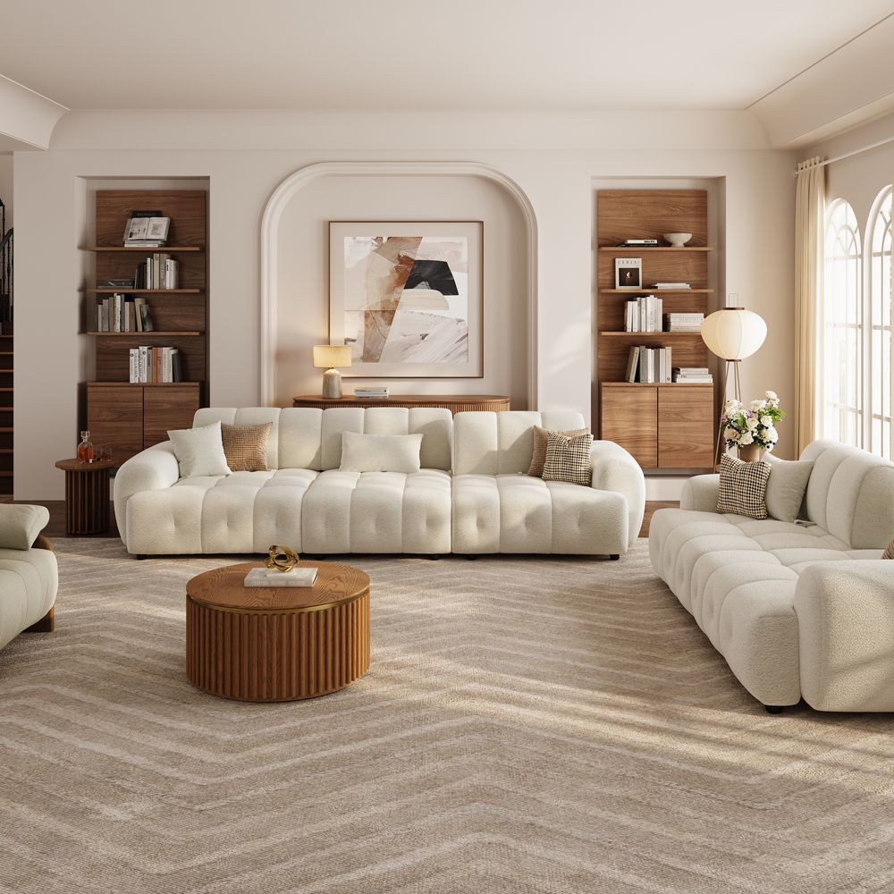 Beige Chenille Modular Sofas
