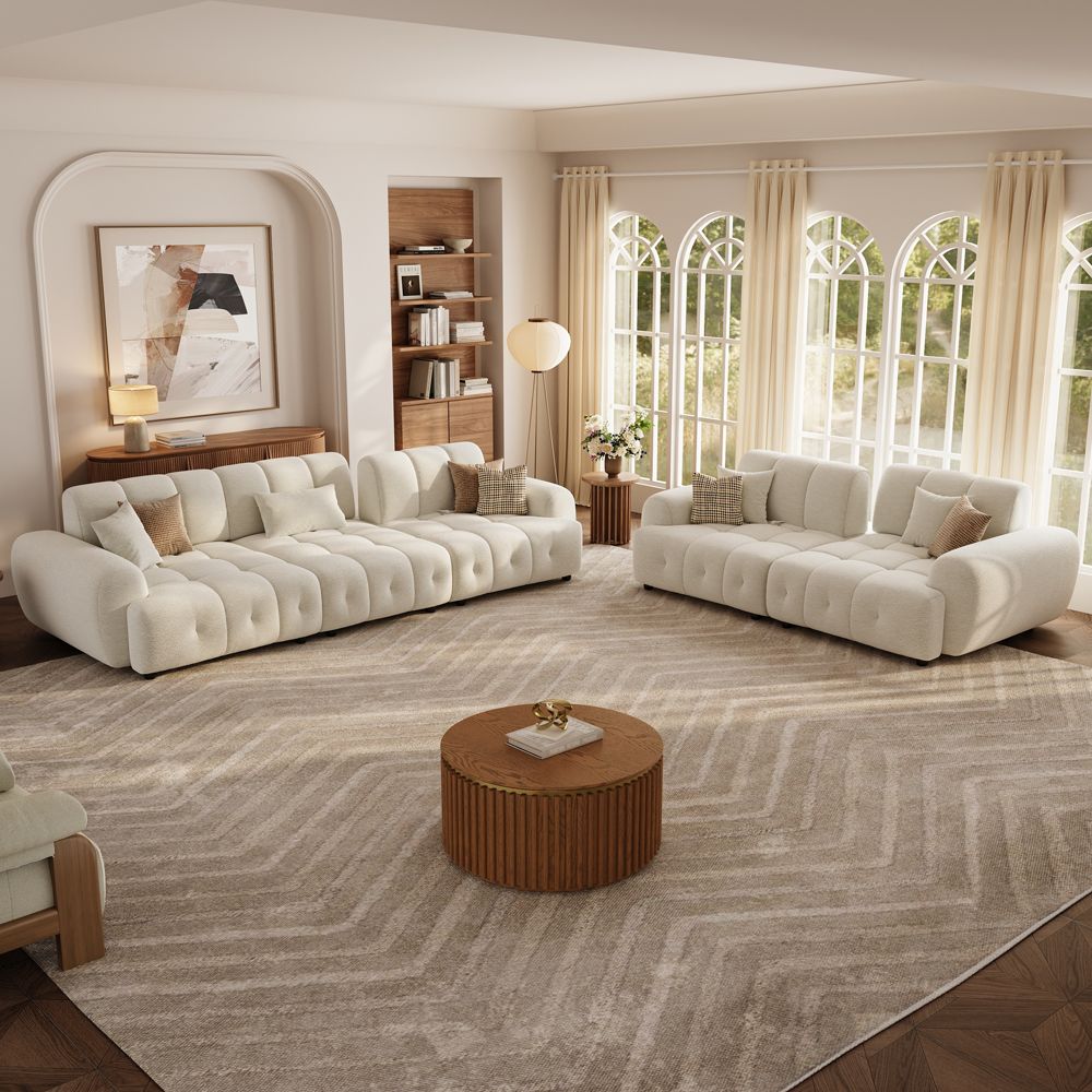 Beige Chenille Modular Sofas