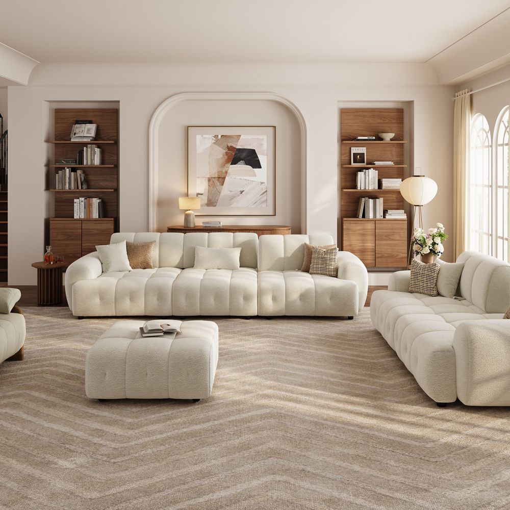 Beige Chenille Modular Sofas