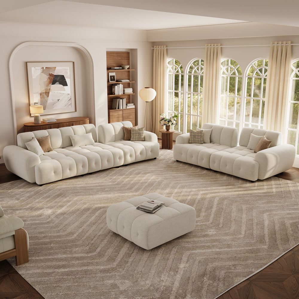 Beige Chenille Modular Sofas