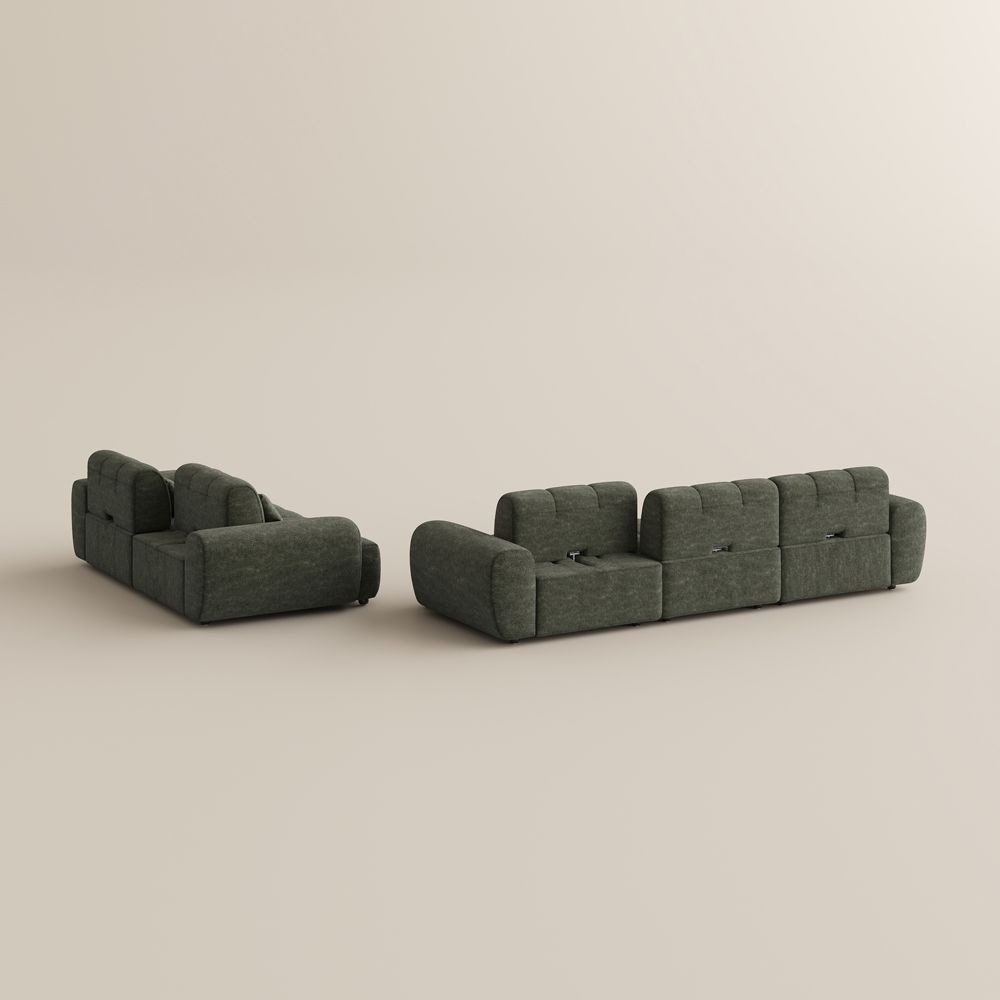 Green Chenille Modular Sofas