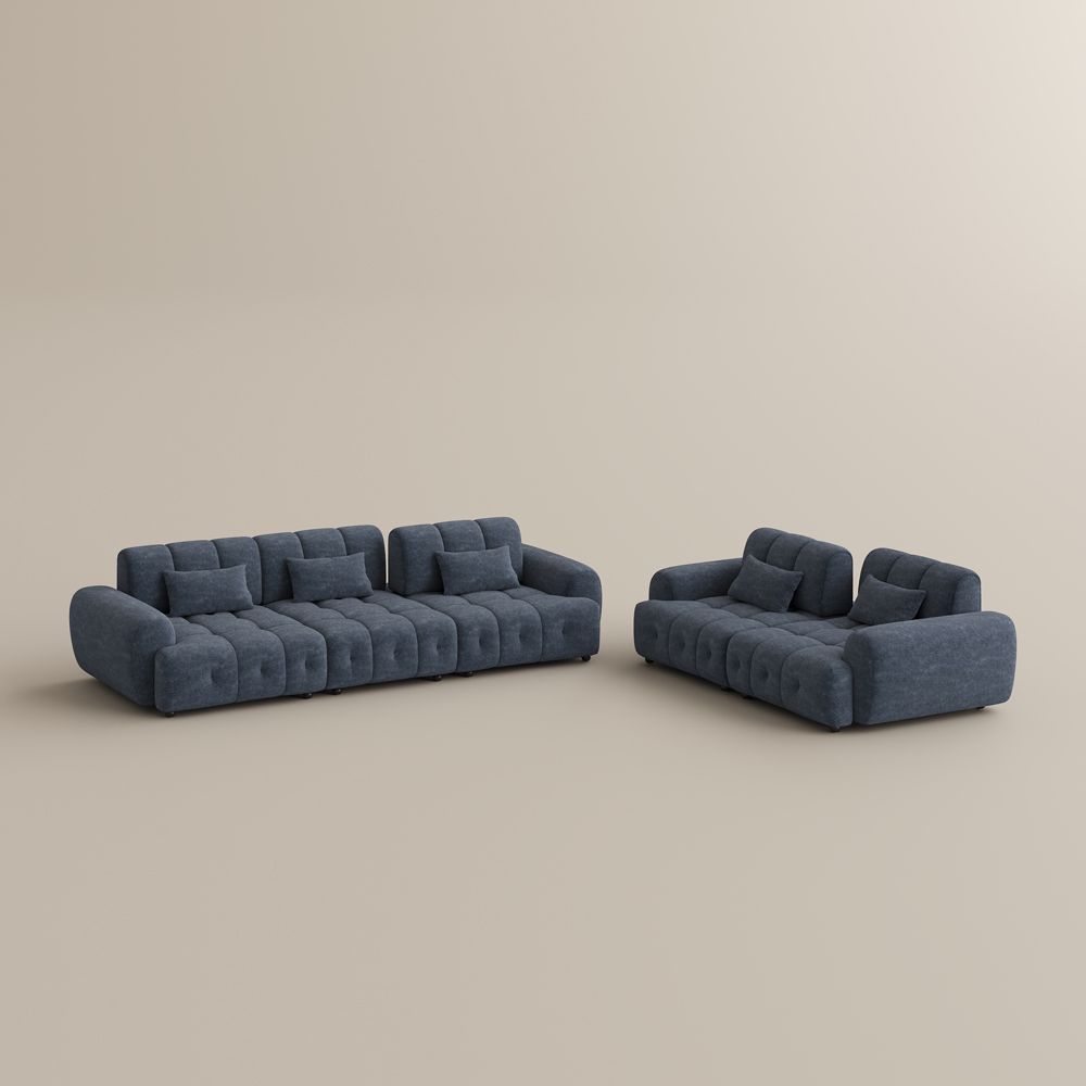 Blue Chenille Modular Sofas