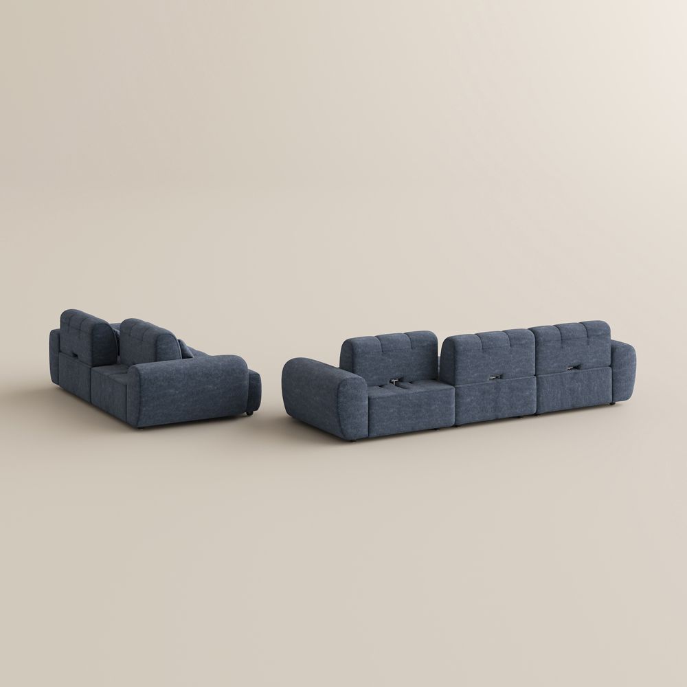 Blue Chenille Modular Sofas