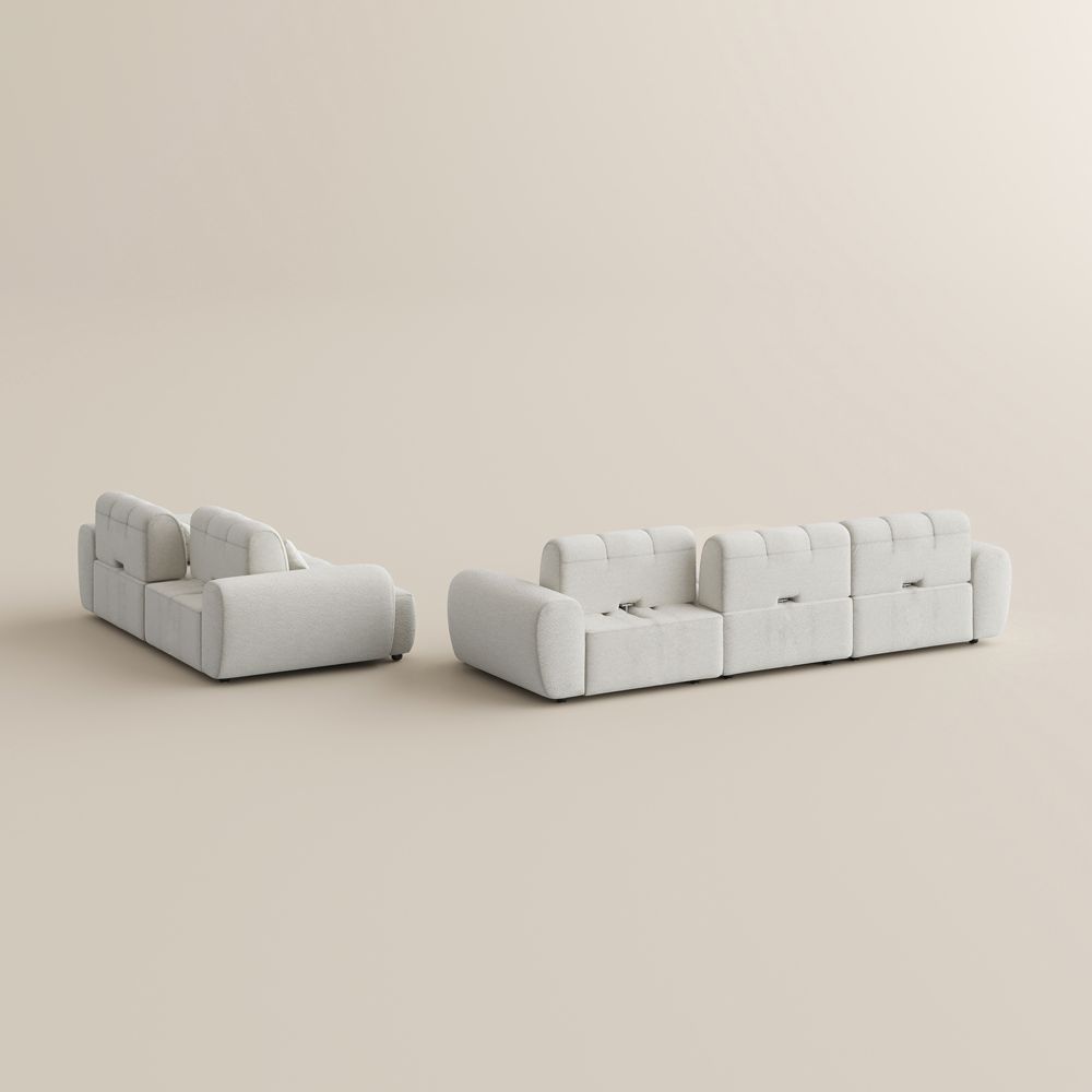 Beige Chenille Modular Sofas