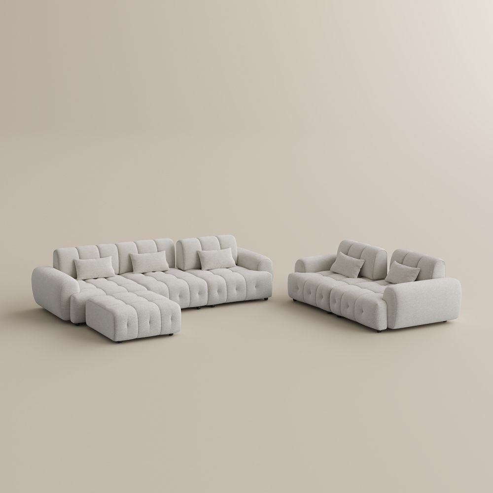 Beige Chenille Modular Sofas