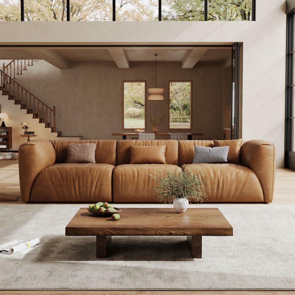 The loveseats Brown Leather Modular Sofas
