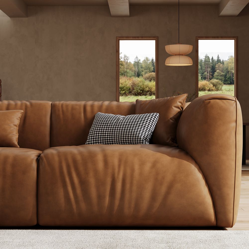 Medium Brown Leather Modular Sofas