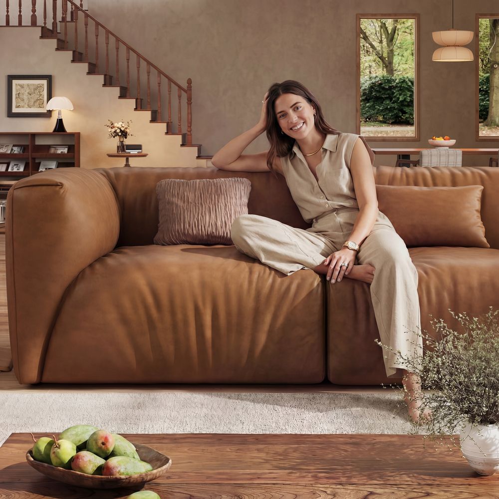 Sofas & Loveseats Brown Leather Modular Sofas