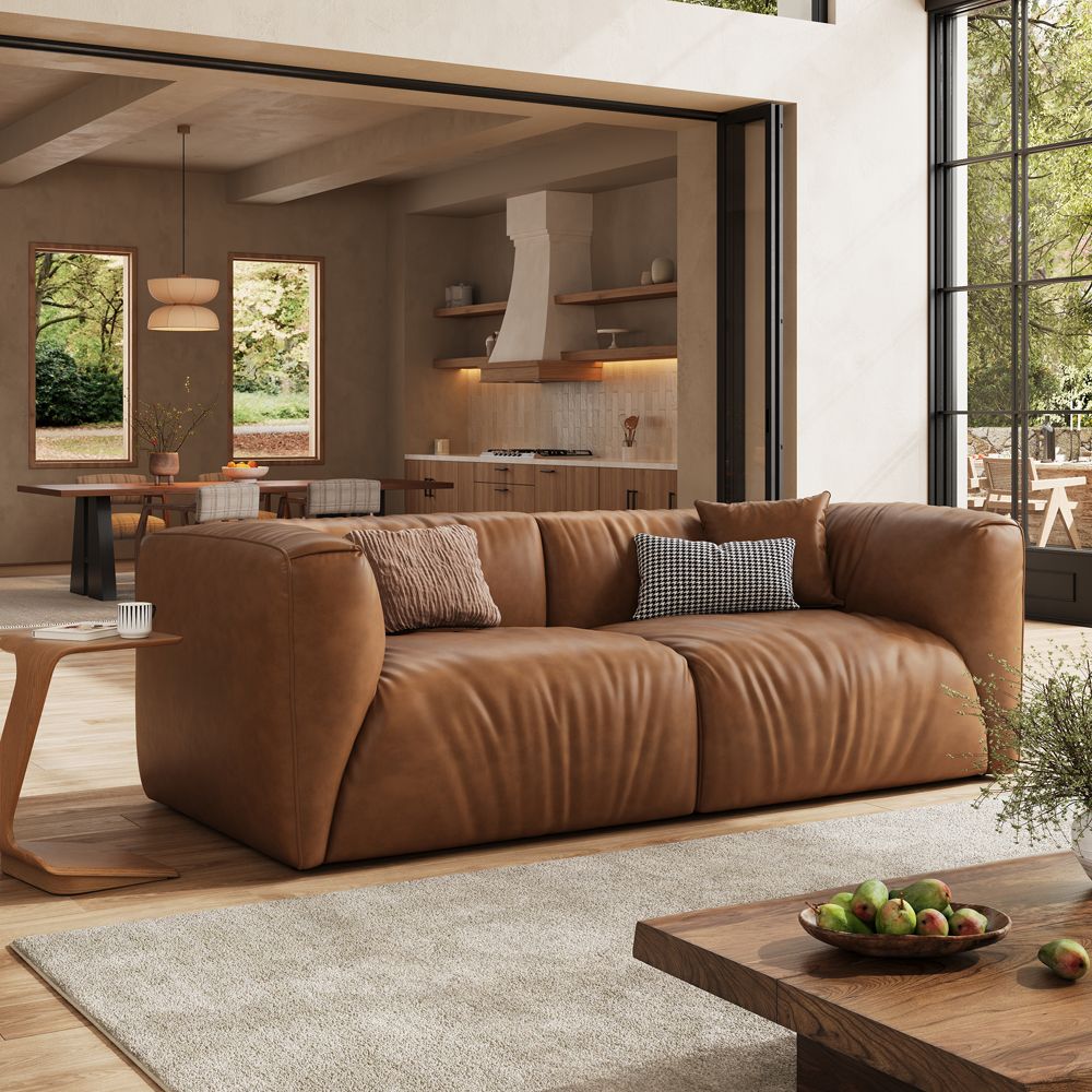 2-3 Seater Brown Leather Modular Sofas