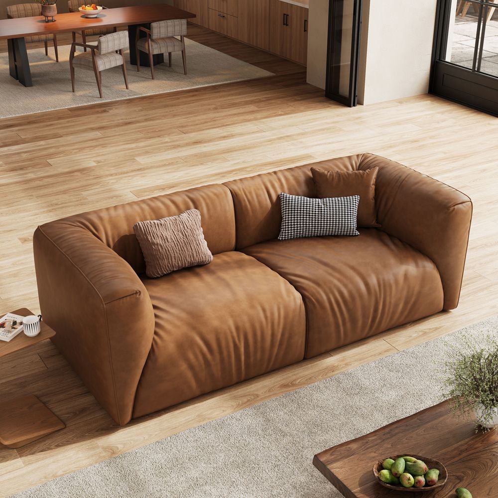 Office Brown Leather Modular Sofas