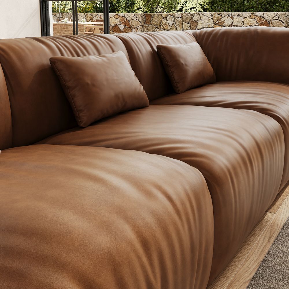 Partial Assembly Required Brown Leather Modular Sofas