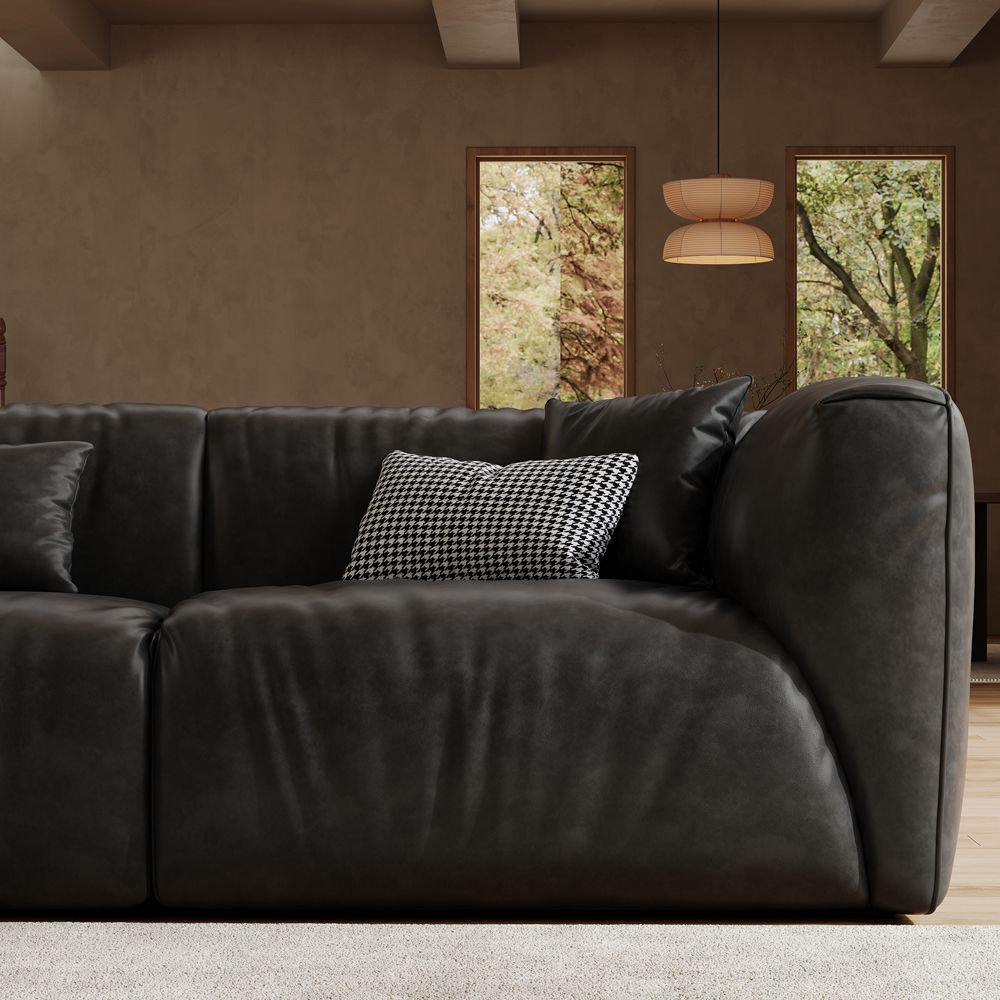Office Black Leather Modular Sofas