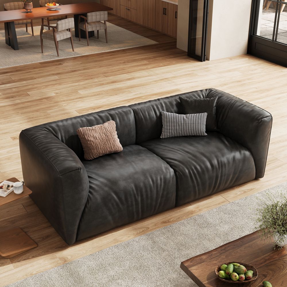 Sofas & Loveseats Black Leather Modular Sofas