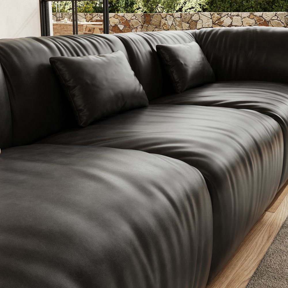 Black Black Leather Modular Sofas