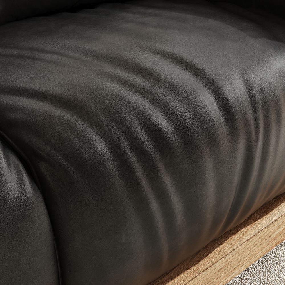 Mid Century Modern Black Leather Modular Sofas