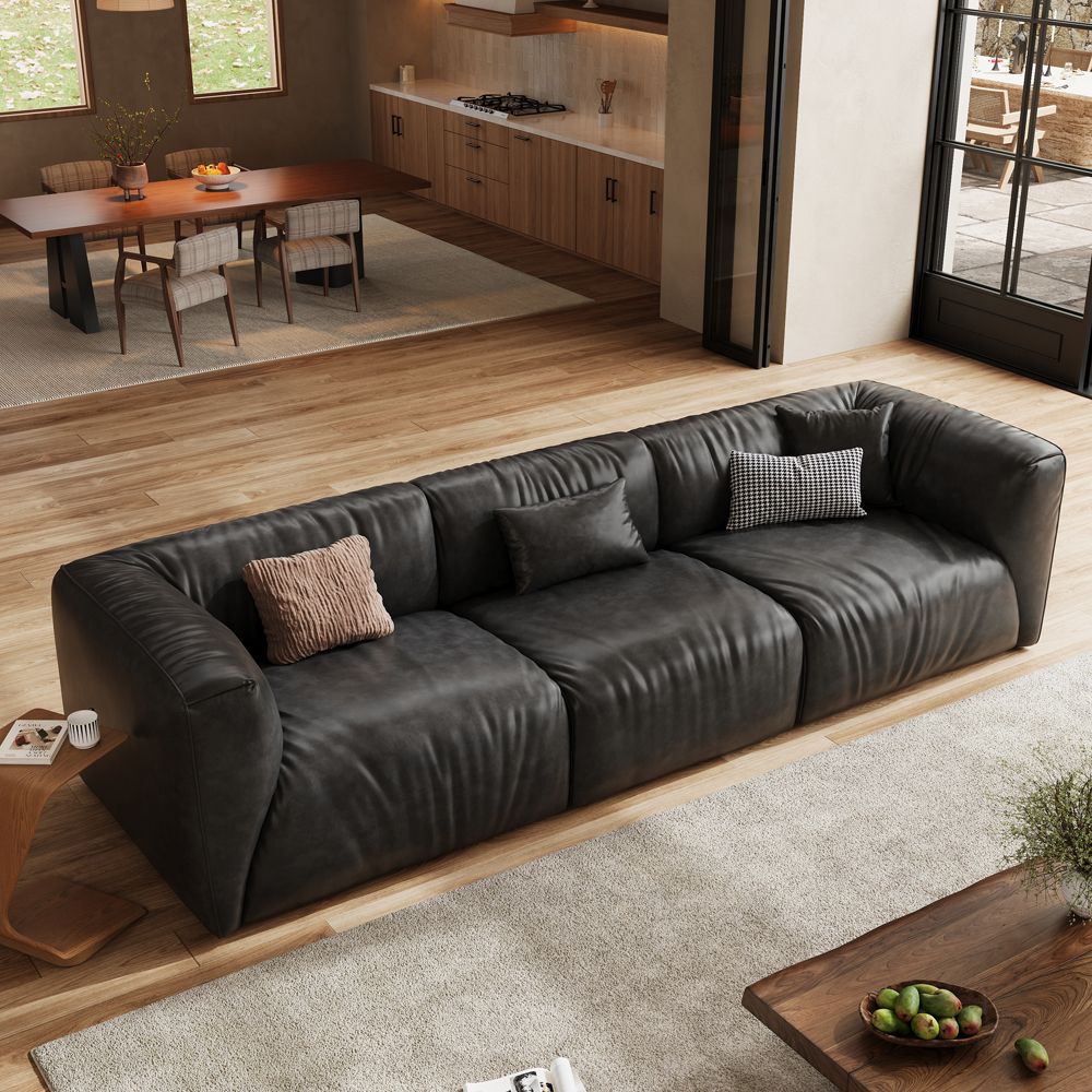 Genuine Leather Black Leather Modular Sofas