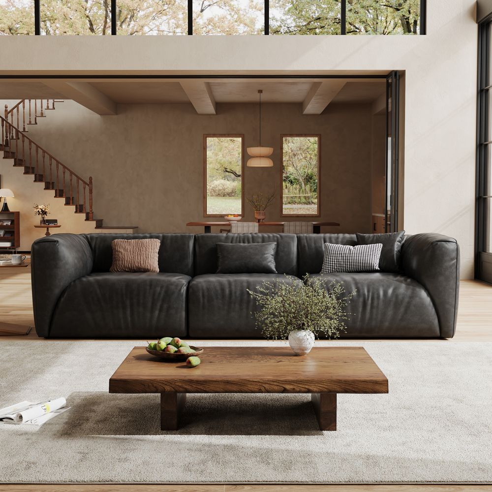 Sofas & Loveseats Black Leather Modular Sofas