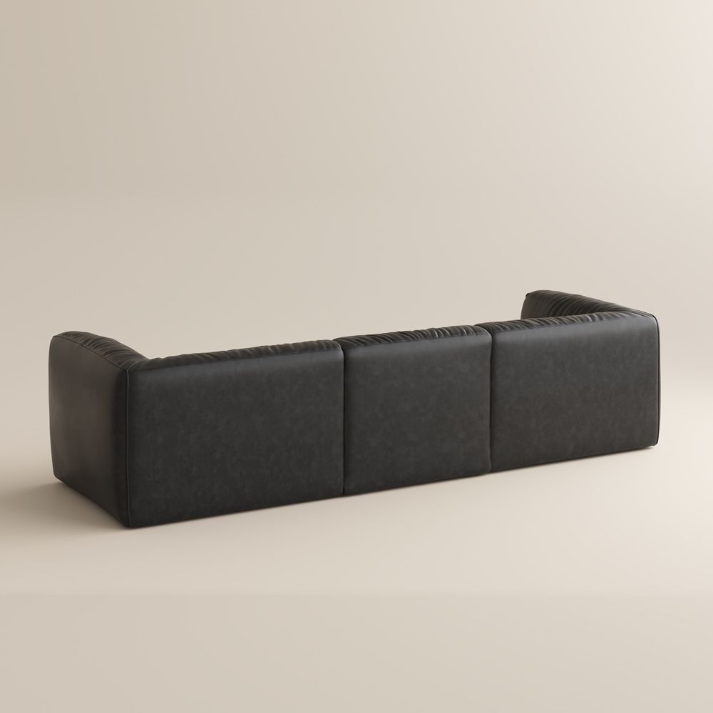 3 Seaters Black Leather Modular Sofas