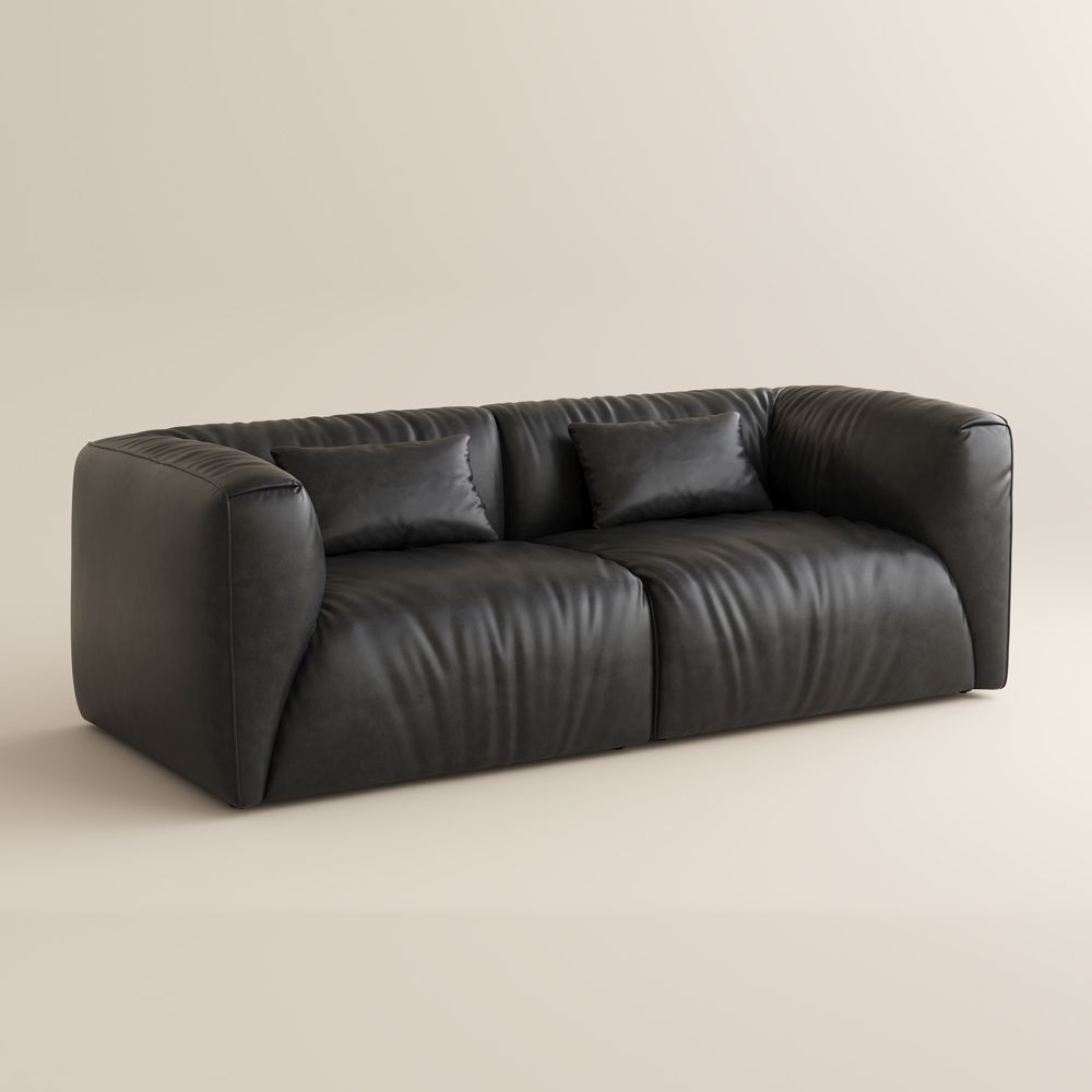 Partial Assembly Required Black Leather Modular Sofas