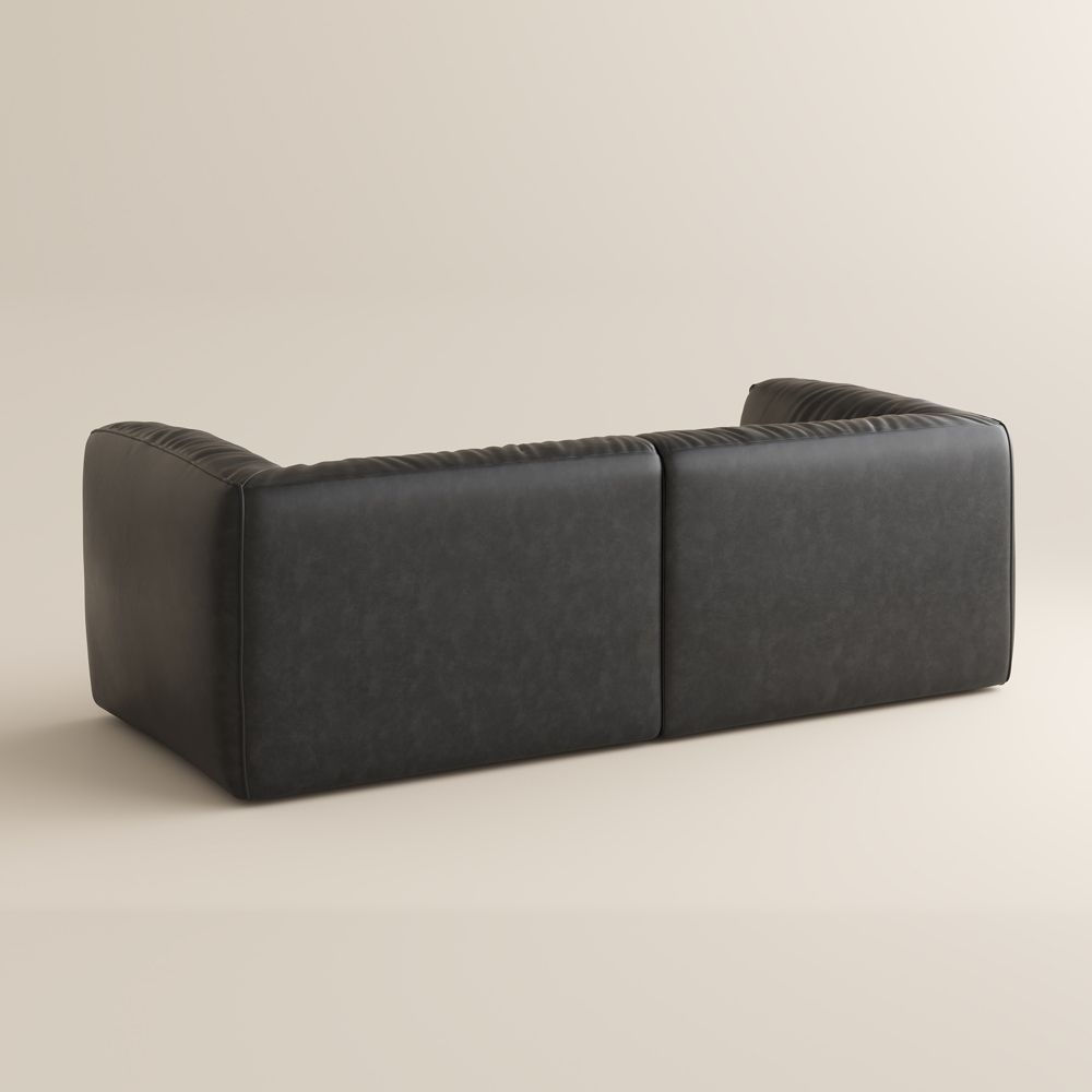 Living Room Black Leather Modular Sofas