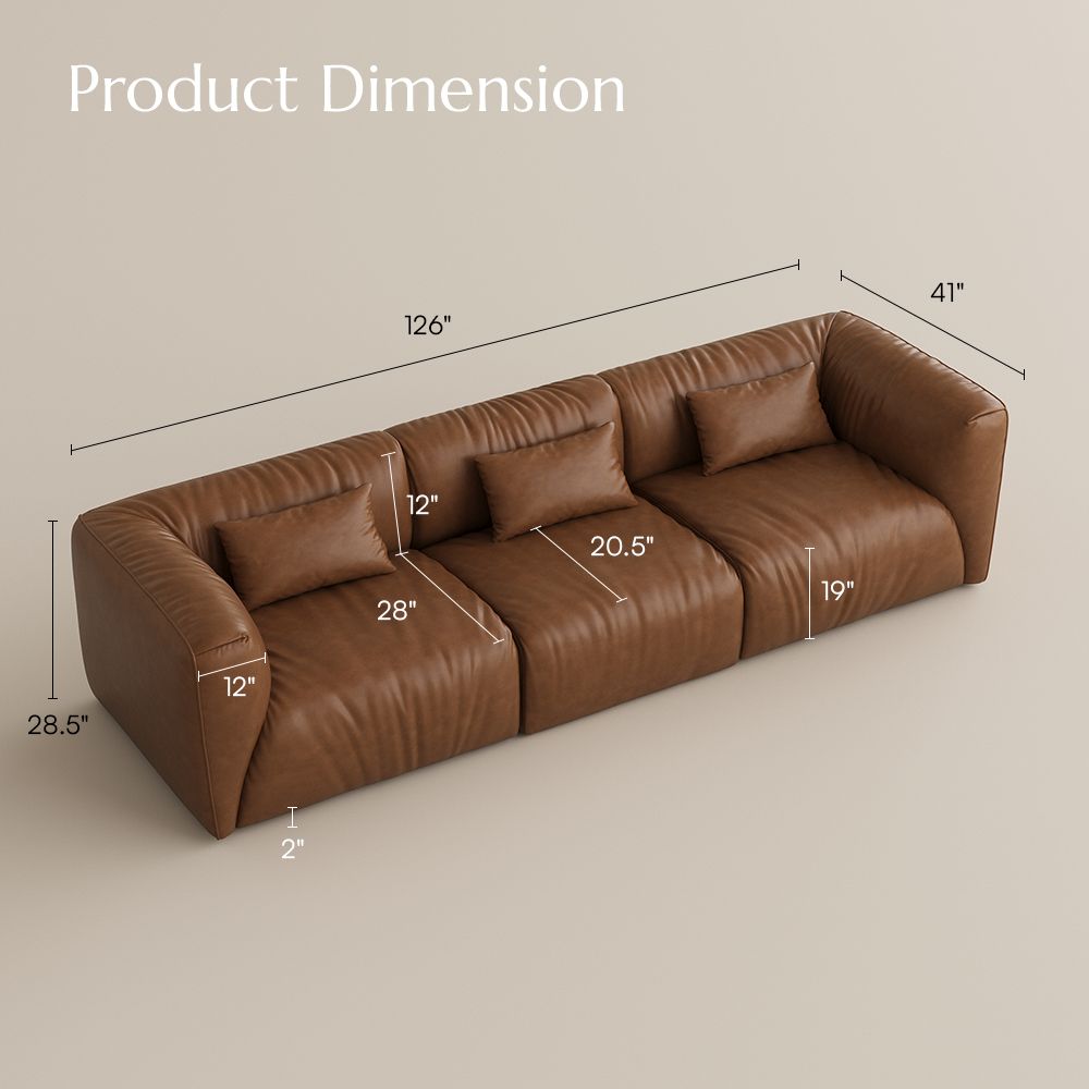 2 Seaters Brown Leather Modular Sofas