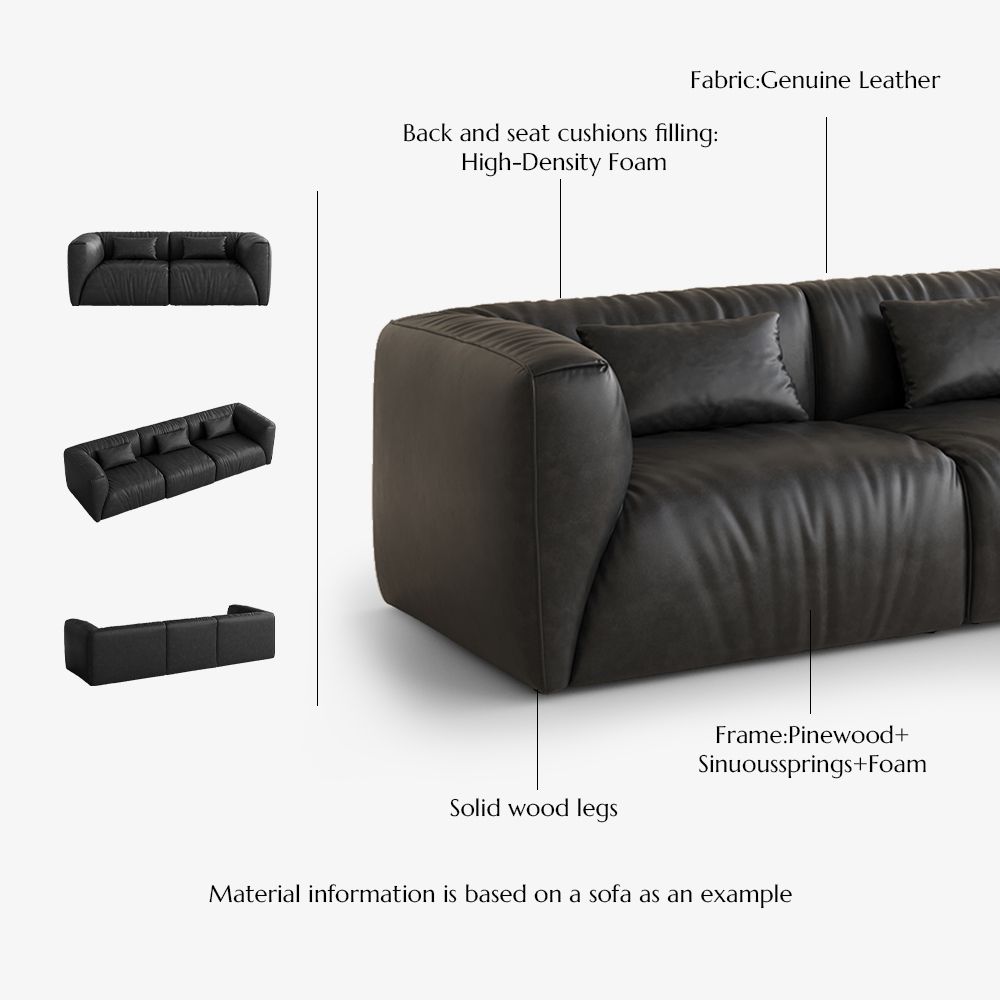 Sponge Black Leather Modular Sofas