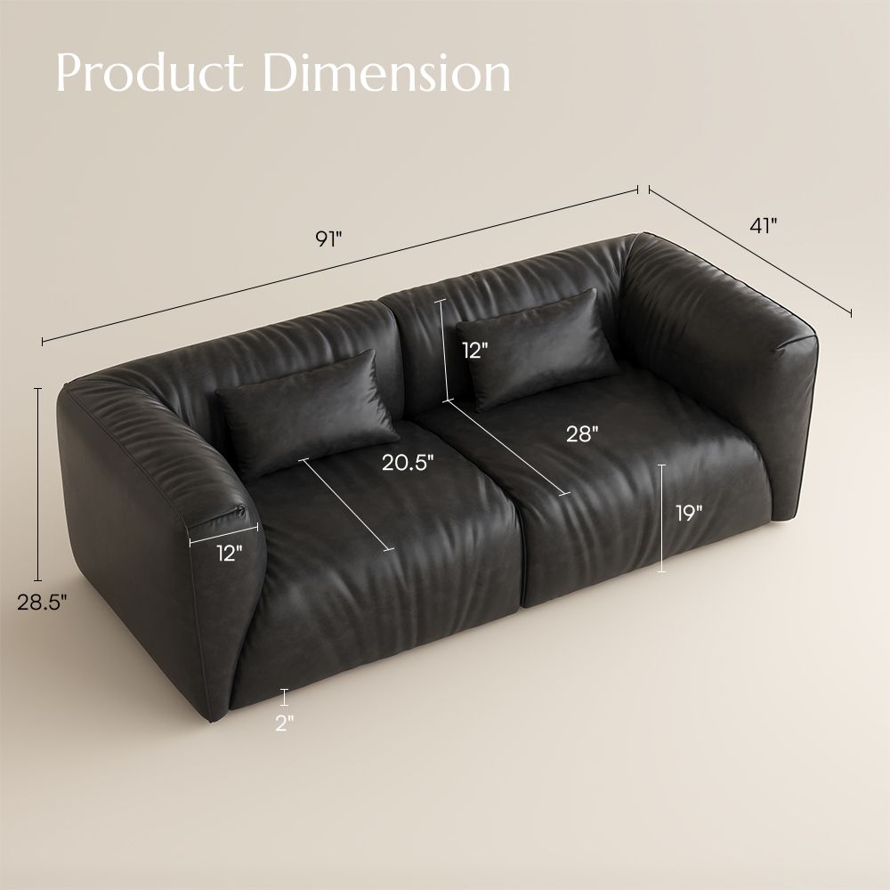 2-3 Seater Black Leather Modular Sofas