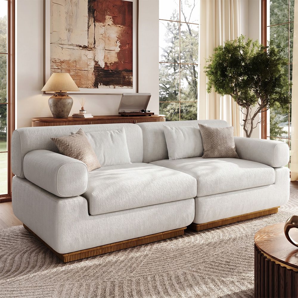 Chenille Beige Chenille Modular Sofas