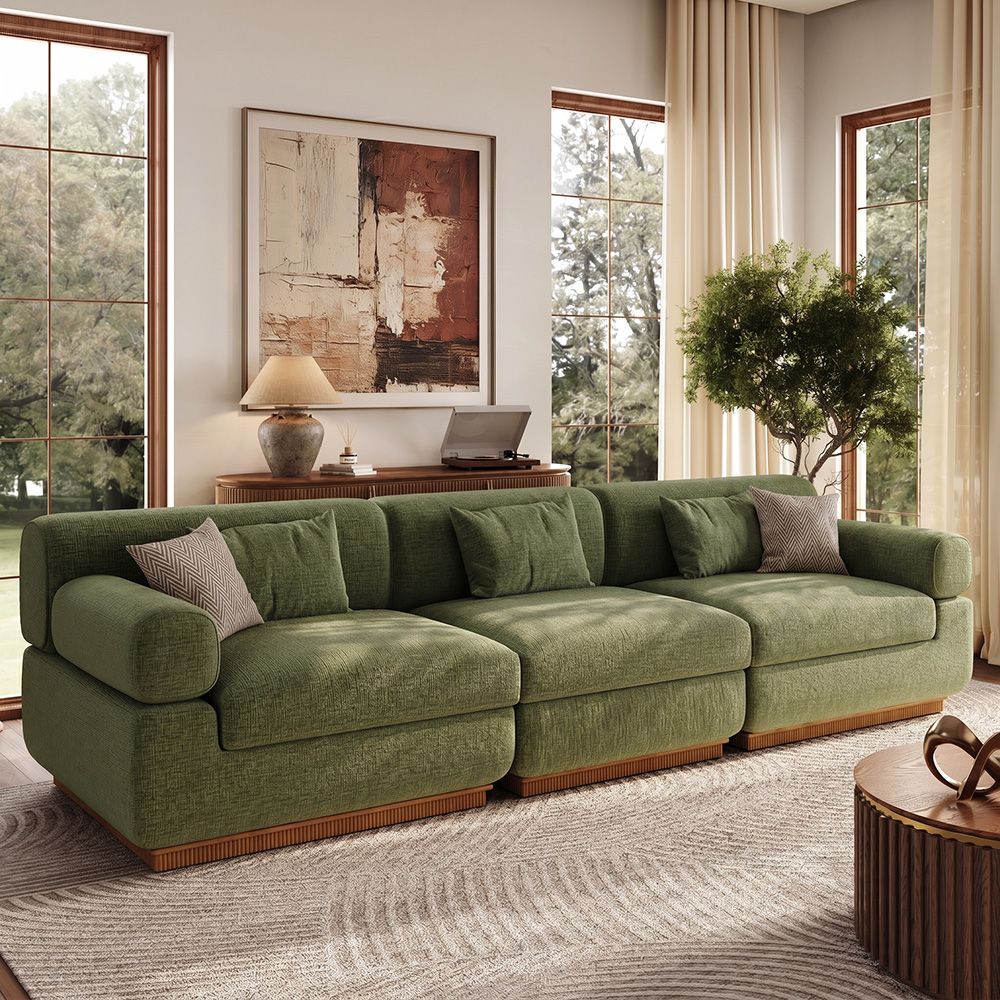 Chenille Green Chenille Modular Sofas