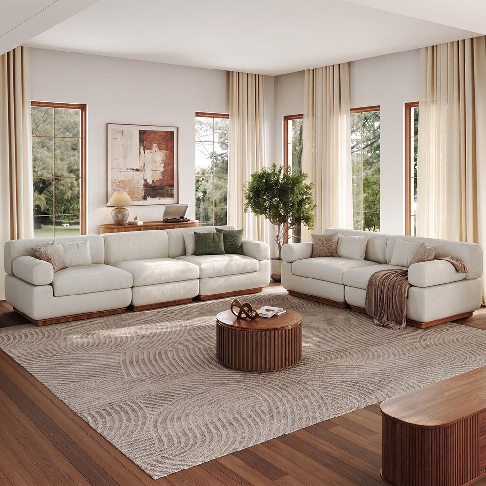 Beige Beige Chenille Modular Sofas
