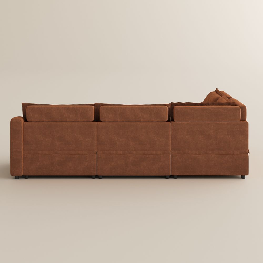 Corner Brown Pet-Friendly Fabric Modular Sofas
