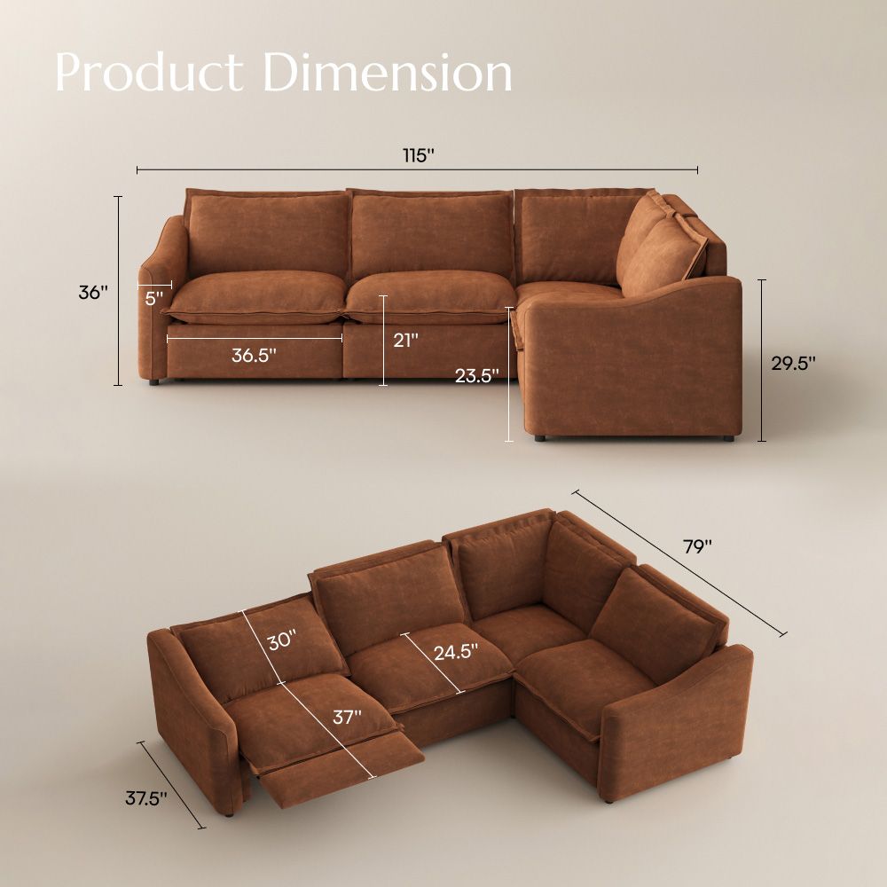 Fabric Brown Pet-Friendly Fabric Modular Sofas
