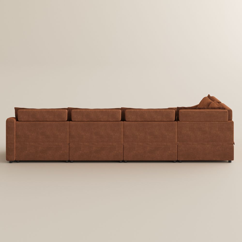 Brown Pet-Friendly Fabric Modular Sofas
