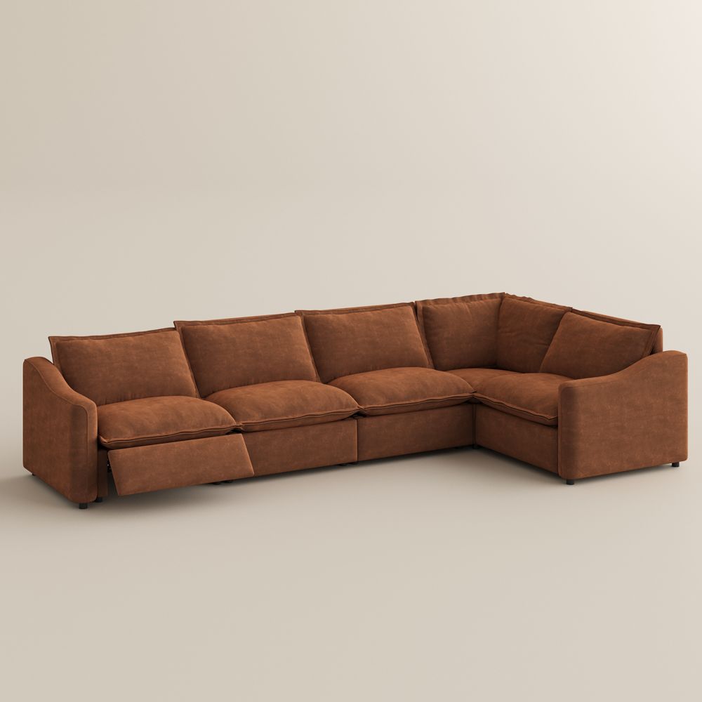 Brown Pet-Friendly Fabric Modular Sofas