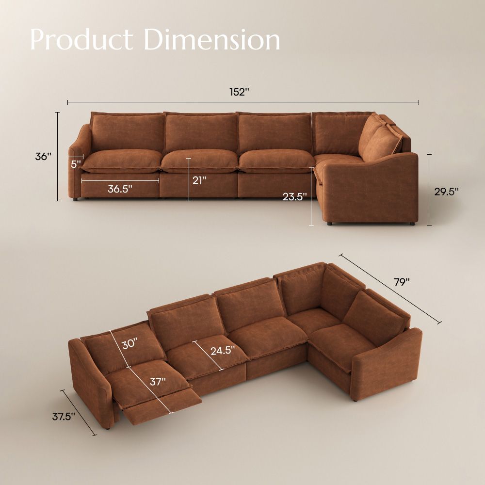 Brown Pet-Friendly Fabric Modular Sofas