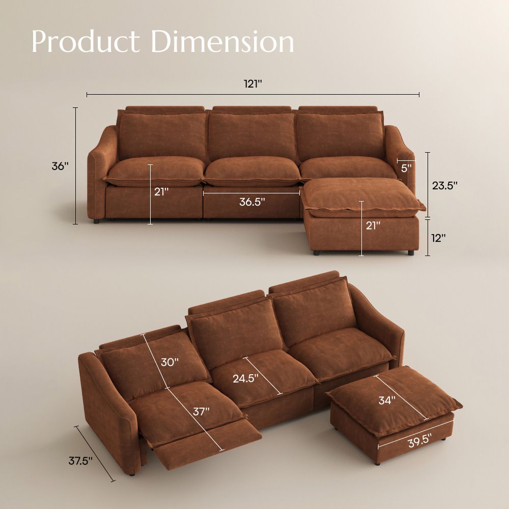 Brown Pet-Friendly Fabric Modular Sofas