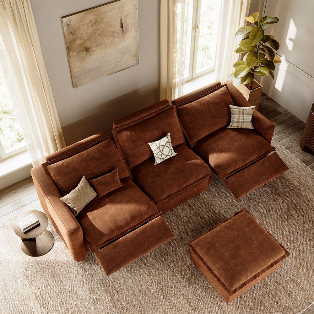 Brown Pet-Friendly Fabric Modular Sofas
