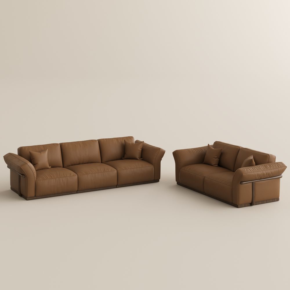 Brown Top Grain Leather Modular Sofas