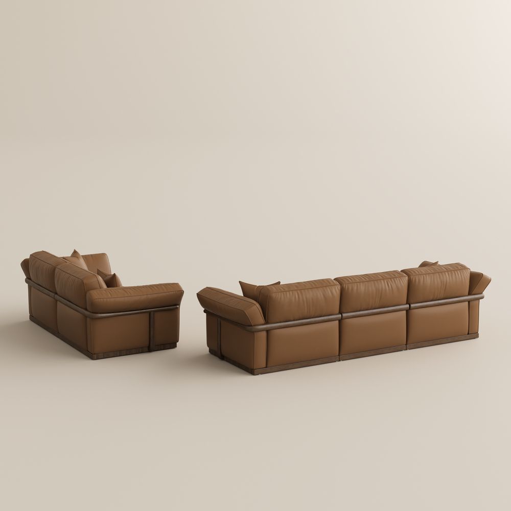 Brown Top Grain Leather Modular Sofas