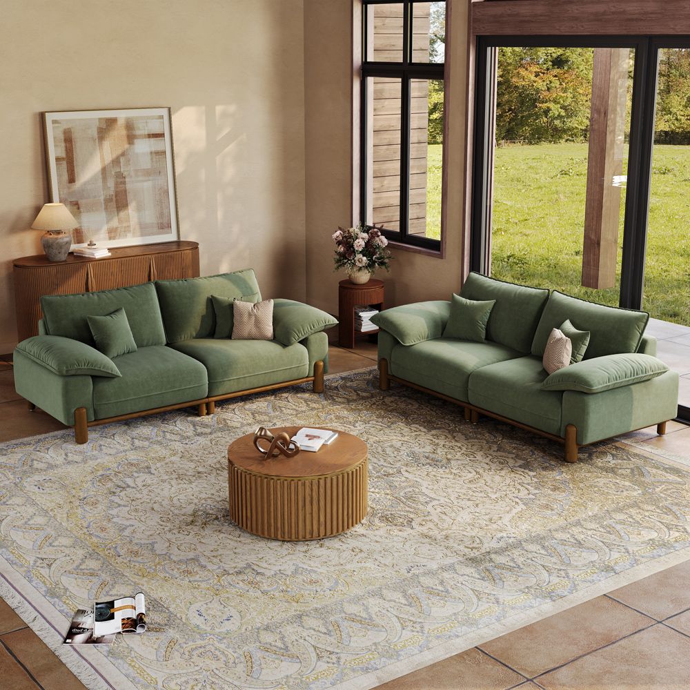 Green Pet-Friendly Fabric Modular Sofas