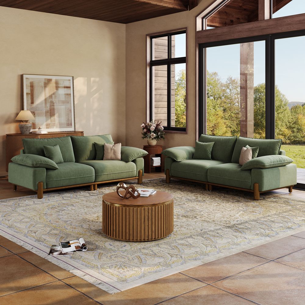 Green Pet-Friendly Fabric Modular Sofas