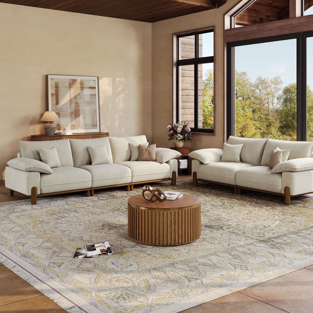 Beige Pet-Friendly Fabric Modular Sofas