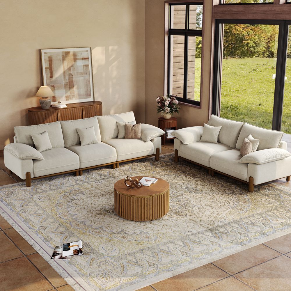 Beige Pet-Friendly Fabric Modular Sofas