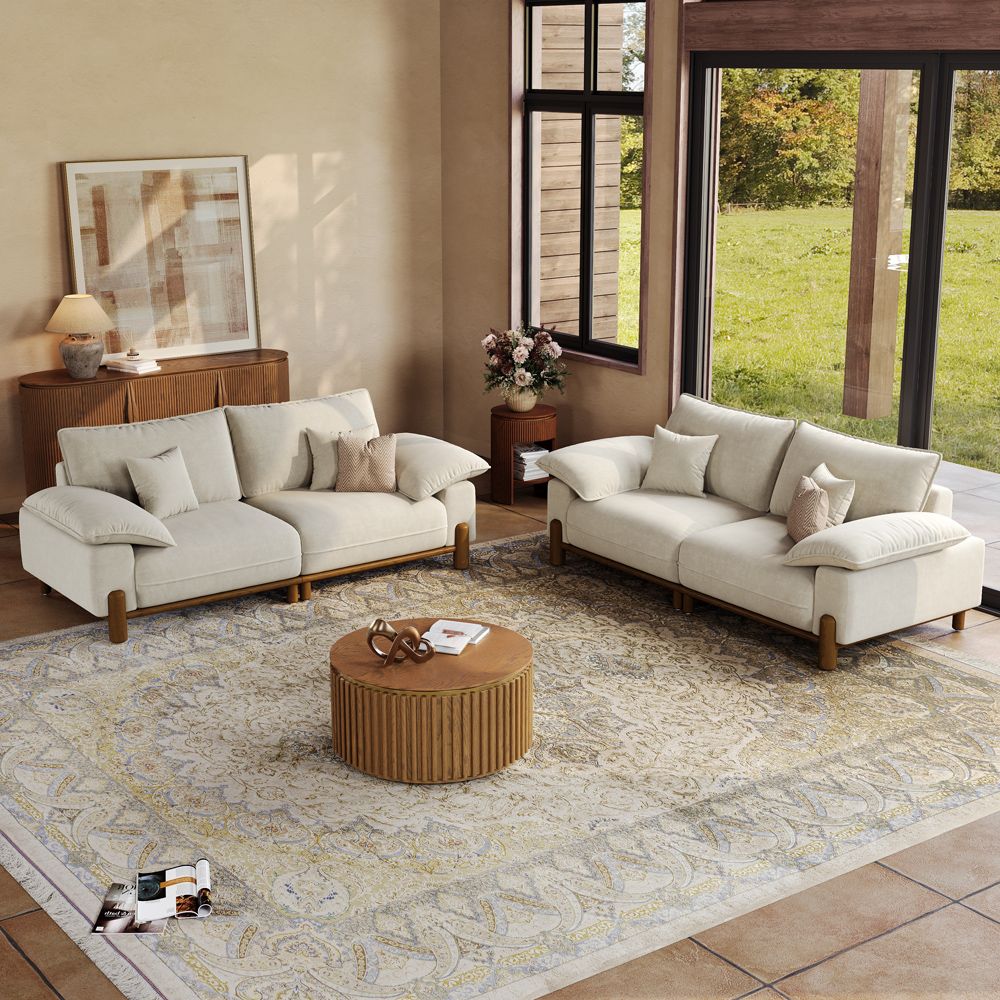 Beige Pet-Friendly Fabric Modular Sofas